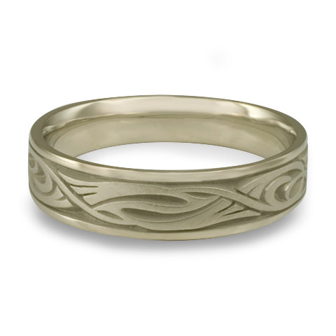 Narrow Yin Yang Wedding Ring in 18K White Gold