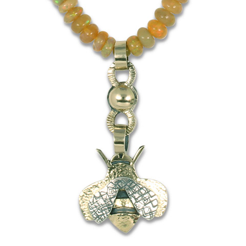 One-of-a-Kind Bee Necklace with Ethiopian Opal Beads in