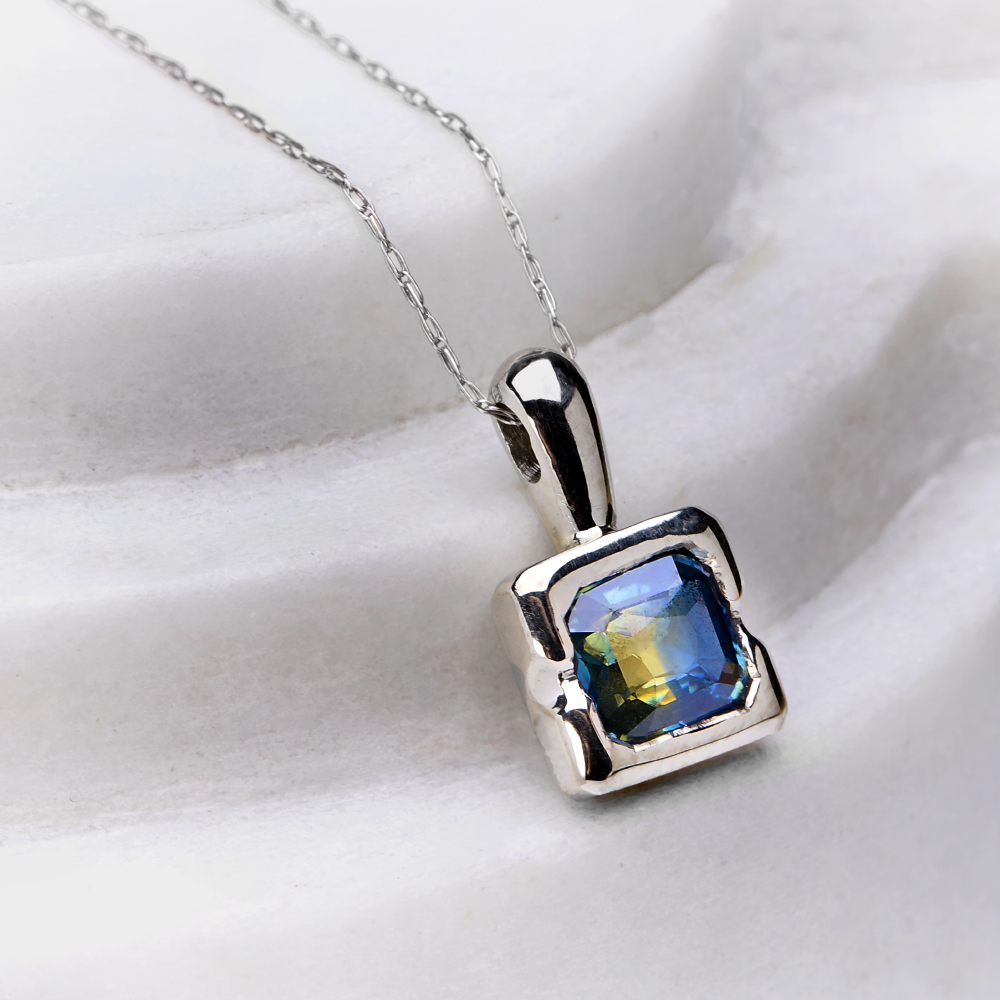 One-of-a-Kind Blueshift Pendant with Parti Sapphire in