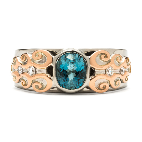 One-of-a-Kind Caroline Ring with Aquamarine in
