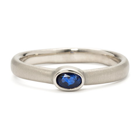 One-of-a-Kind Classic Comfort Fit Engagement Ring with Sapphire in