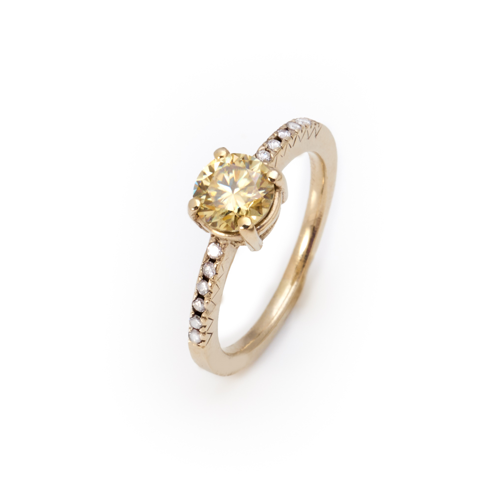 One-of-a-Kind Eva Solitaire Ring with Yellow Moissanite in