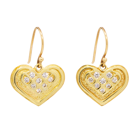 One-of-a-Kind Gold Heart Earrings With Diamonds in