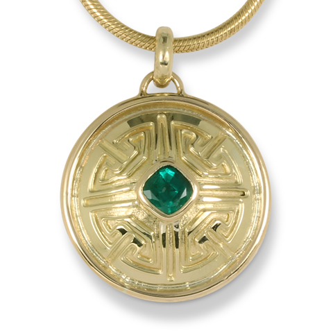 One-of-a-Kind Key Pendant with Natural Zambian Emerald in