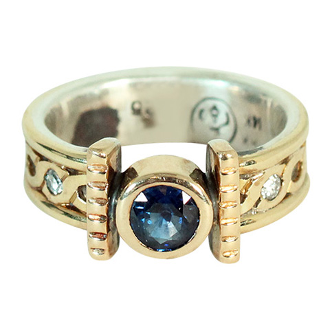 One-of-a-Kind Open Rope Ring with Sapphire and Diamond in