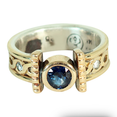 One-of-a-Kind Open Rope Ring with Sapphire and Diamond in