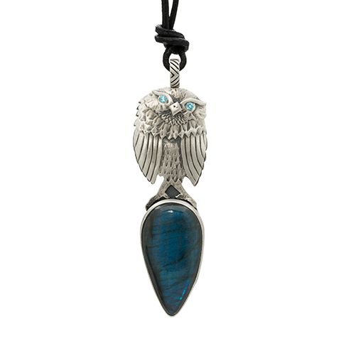 One-of-a-Kind Owl Pendant with Labradorite in