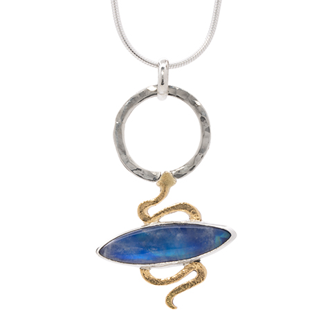 One-of-a-Kind Serpent Pendant with Blue Moonstone in