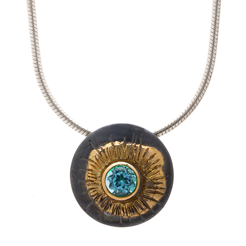 One-of-a-Kind Solar Flare Pendant in Swiss Blue Topaz