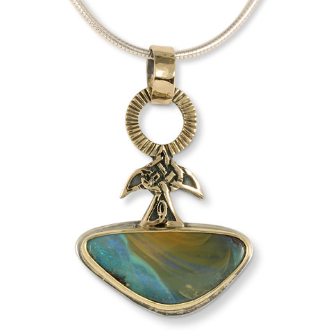 One-of-a-Kind Swallow Boulder Opal Pendant in Front