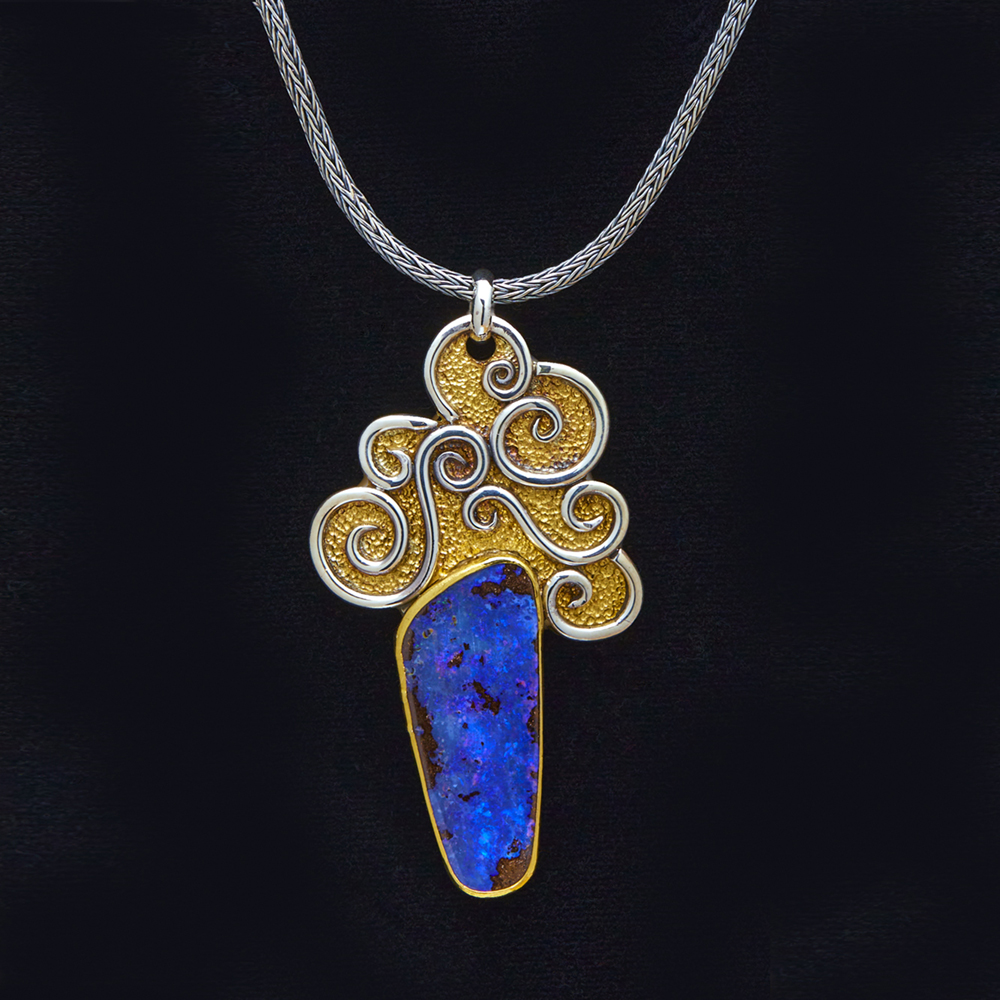 One-of-a-Kind Swirl Pendant with Boulder Opal in