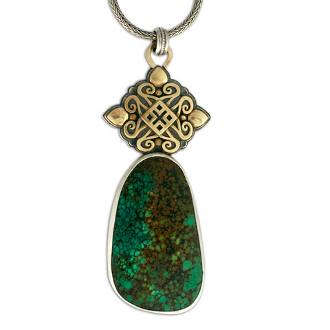 One-of-a-Kind Tibetan Natural Turquoise Taliesin Pendant in