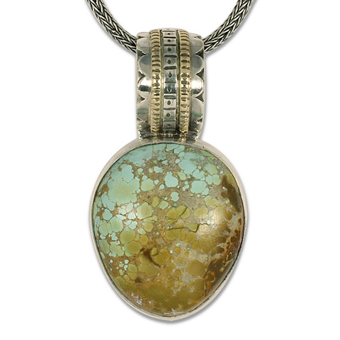 One-of-a-Kind Turtle with Roystan Natural Turquoise Pendant in