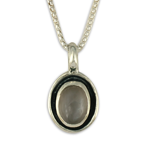 Oval Gem Pendant in Grey Moonstone