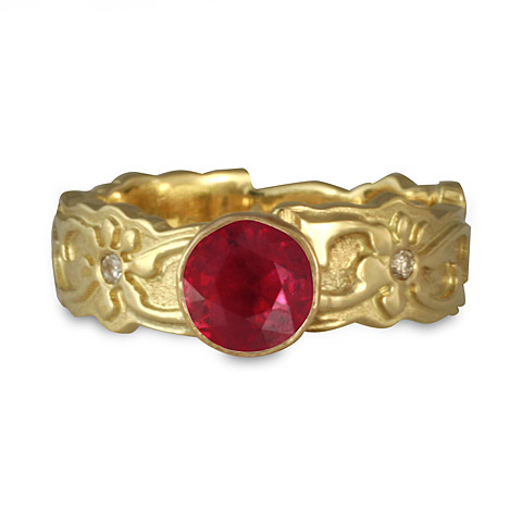 Persephone Engagement Ring with Gems in 18K Yellow Gold & Ruby