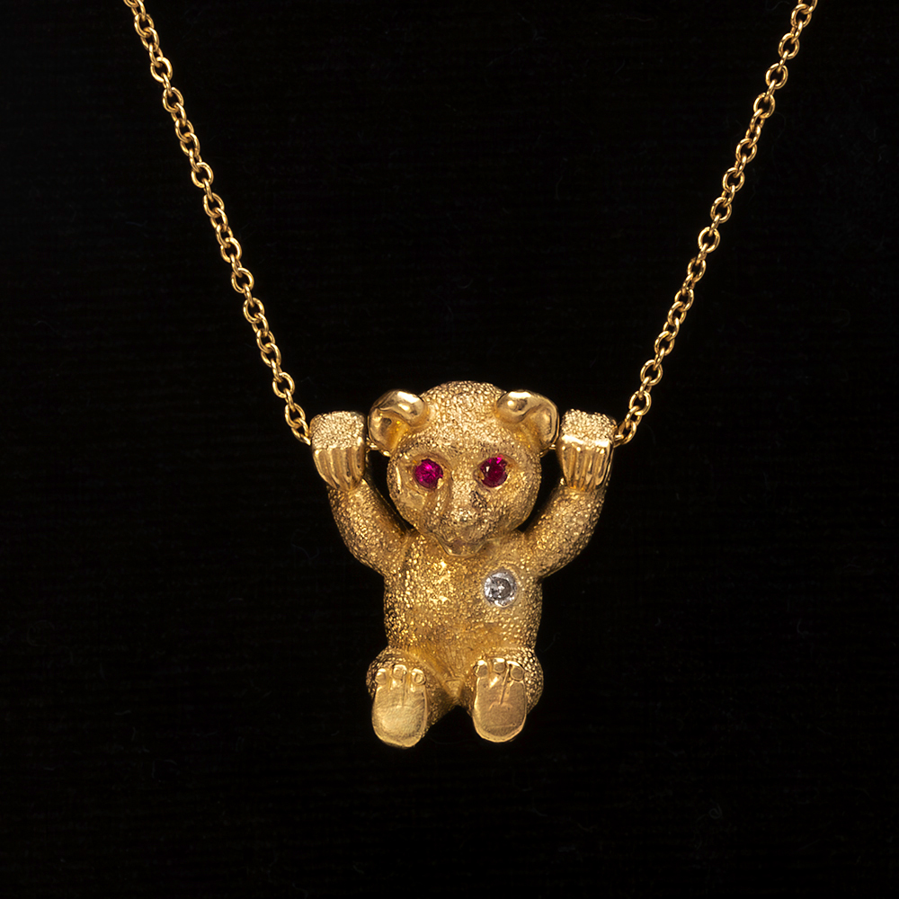 Peter's Teddy Bear Pendant in 14K Recycled Gold in