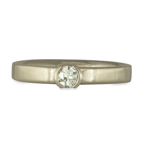 Plana Comfort Fit Engagement Ring in 18K White Gold & Diamond