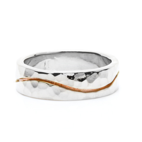 River Wedding Ring 6mm Hammered in
