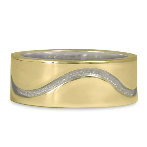 River Wedding Ring 8MM in 14K Yellow Gold and Silver