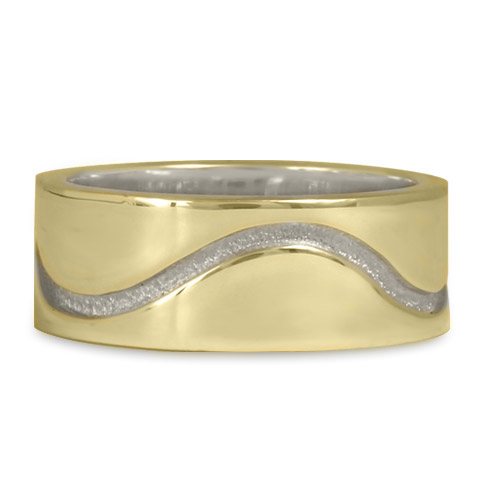 River Wedding Ring 8MM in 18K Yellow Gold and Silver