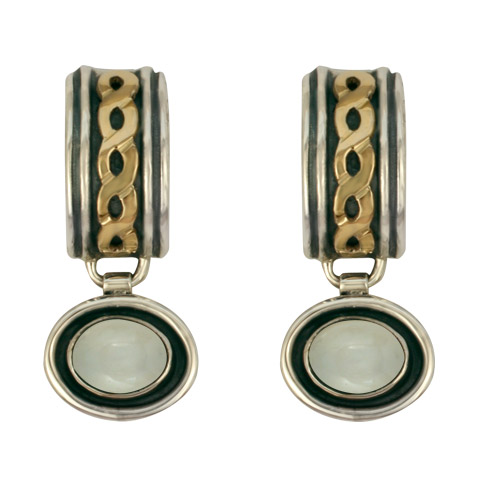 Rope Cuff Earrings with Gem in Moonstone