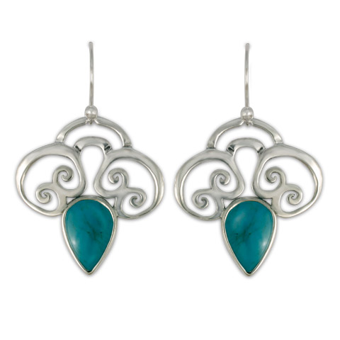 Rose Silver Earrings in Turquoise