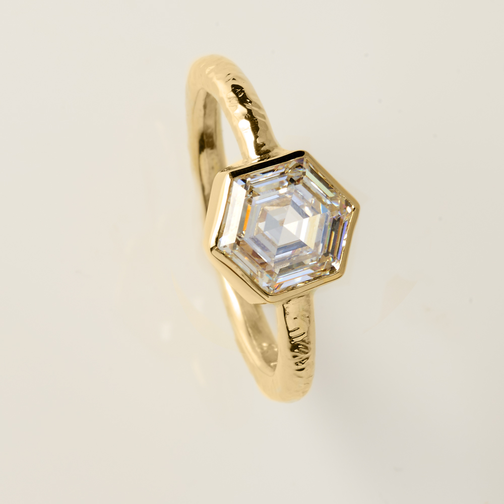 Round Playa Hex Engagement Ring in