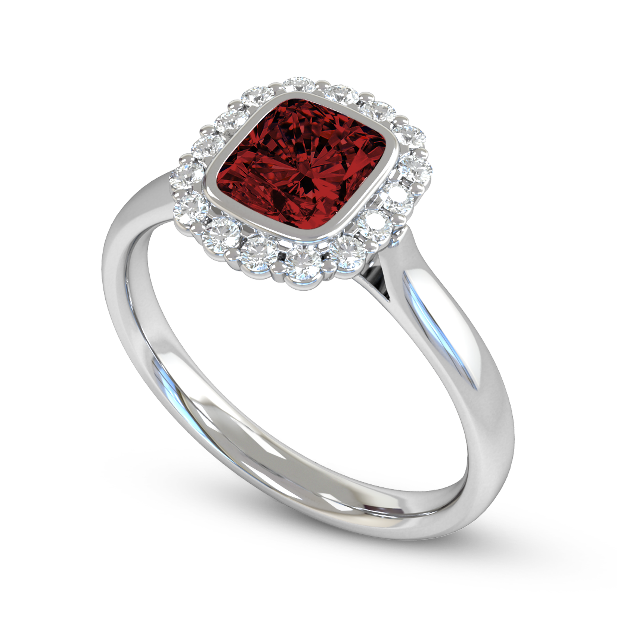 Ruby and Diamond Cluster Fairtrade Gold Engagement Ring in