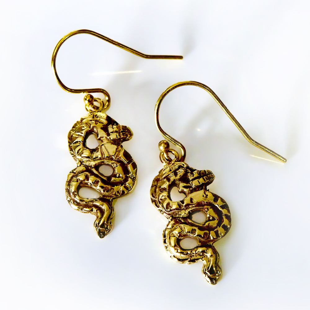 Serpent Rattler Earrings in 14K Fairtrade Gold in
