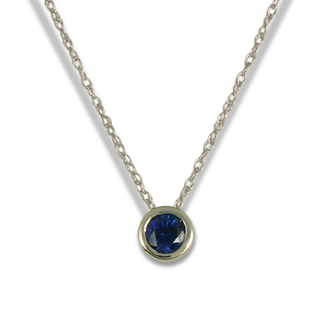 Simplicity Slide Pendant with 5mm Gem in Sapphire