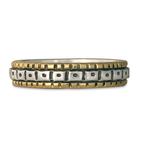 Solaris Wedding Band in 14K Gold Borders & Sterling Silver