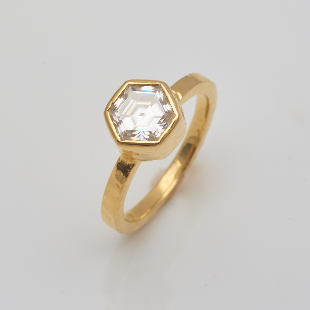 Square Playa Hex Engagement Ring in
