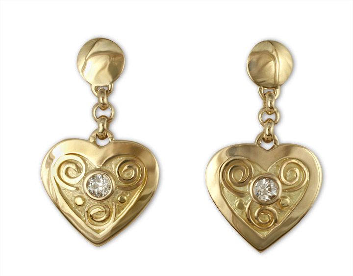 Swirl Heart Earrings with Diamonds in