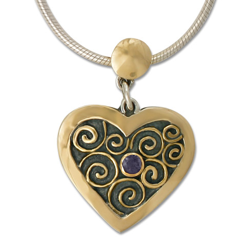 Swirl Heart Pendant in Iolite