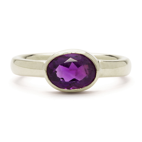 The Bushel Ring with Amethyst in 18K White Gold