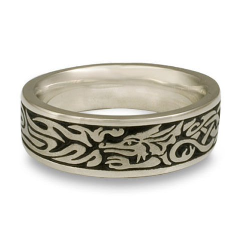 The Guardian Wedding Ring in 14K White Gold with Antique