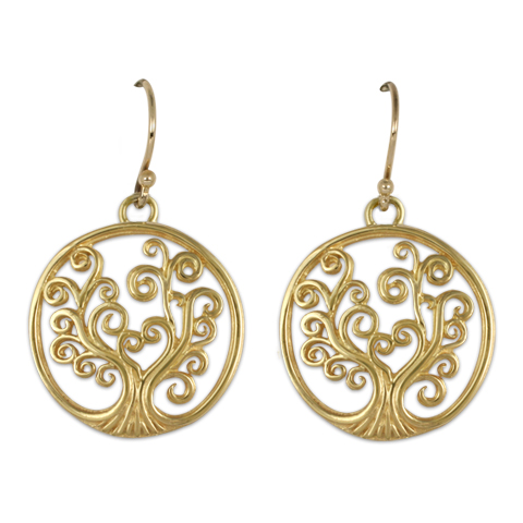 Tree of Life Earrings Gold in 14K Yellow Gold