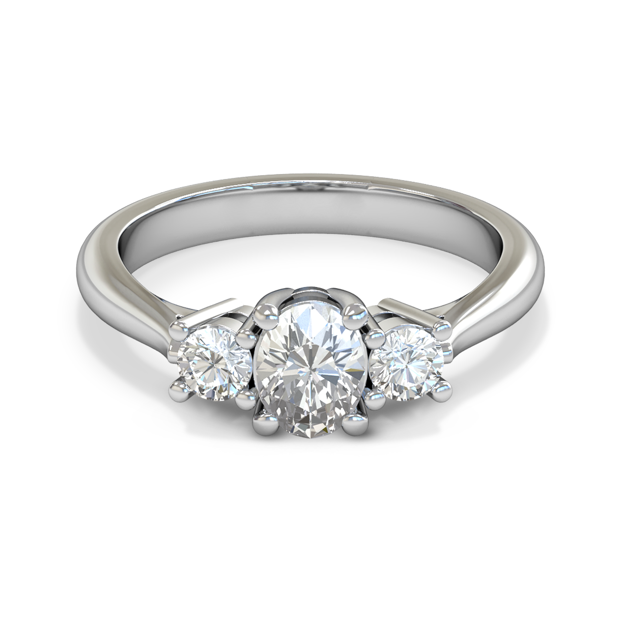 Trilogy Oval Diamond Fairtrade Gold Engagement Ring in 18K White Fairtrade Gold