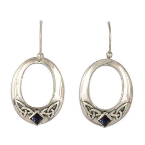 Trinity Hoop Earrings in Iolite