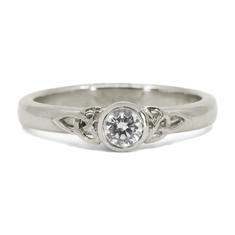 Trinity Solitaire Ring in 18K White Gold
