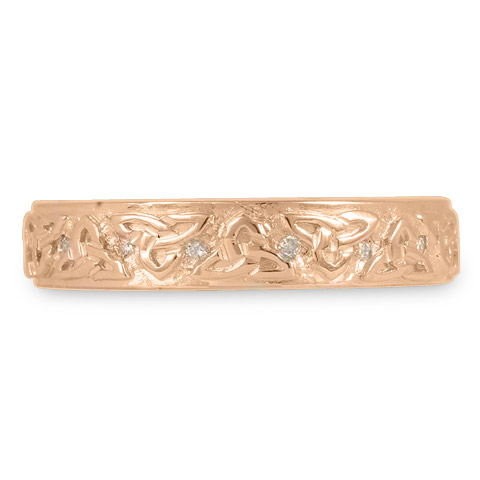 Trinity Strand Wedding Band Wide with Diamonds in 18K Rose Gold