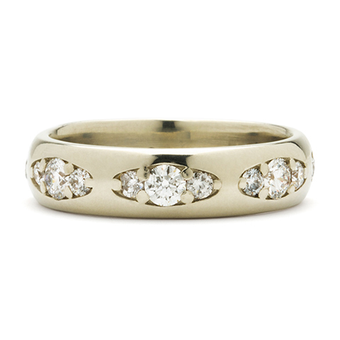 Vintage Twenty-One Wedding Ring Wide in 18K White Gold