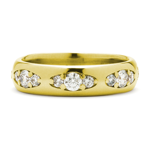 Vintage Twenty-One Wedding Ring Wide in 18K Yellow Gold