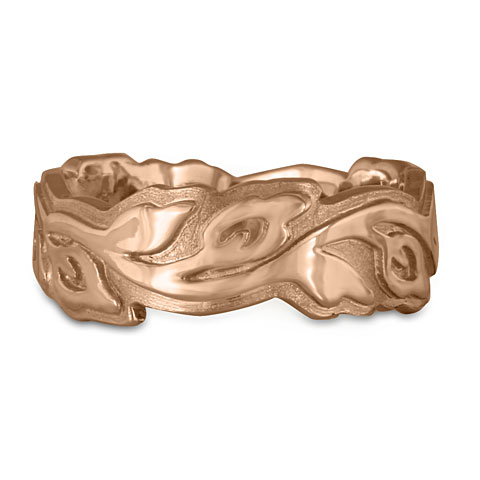 Wide Borderless Flores Wedding Ring in 18K Rose Gold