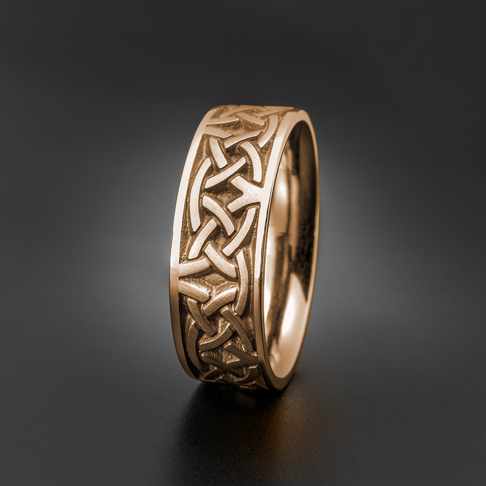 Wide Celtic Arches Wedding Ring in 18K Rose Gold