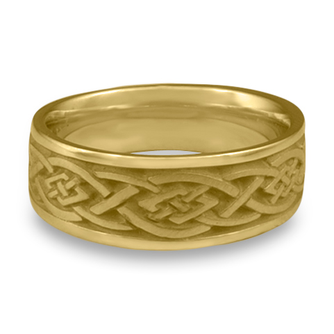 Wide Celtic Diamond Wedding Ring in 14K Yellow Gold
