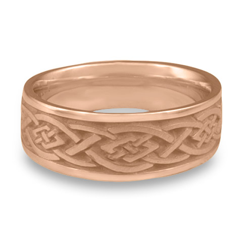 Wide Celtic Diamond Wedding Ring in 18K Rose Gold