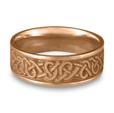 Wide Celtic Hearts Wedding Ring in 18K Rose Gold
