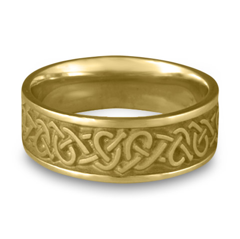 Wide Celtic Hearts Wedding Ring in 18K Yellow Gold