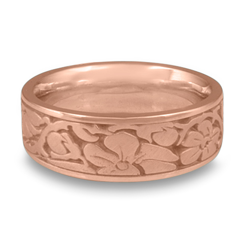 Wide Cherry Blossom Wedding Ring in 14K Rose Gold